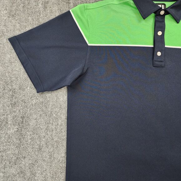 FootJoy Shirt Mens Medium Blue Green Colorblock Polo Short Sleeve Performance - Picture 14 of 16